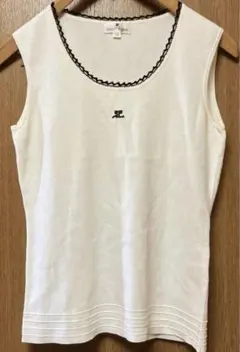 新品　courregesクレージュ　ロゴ　ニット　ノースリーブ　タートルネック Courreges クレージュ タンクトップ BUCKLE 90S RIB