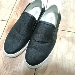 endevice 黒（ラメ加工） スリッポンスニーカー