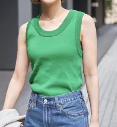 sale❗️Spick & Span 18G リブニットタンク　グリーンのサムネイル
