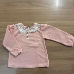 レース襟付き裏起毛長袖トップス