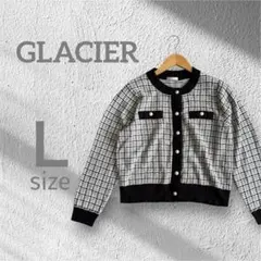 グラシア　ツイード 長袖 カーディガン　パールボタン　Ｌ　綺麗め女子♡