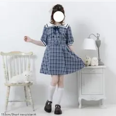 完売品 難アリ！夢展望ディアマイラブホイップセーラー服風ワンピース青5Lのサムネイル