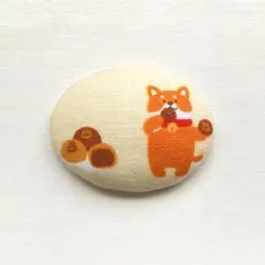 くるみボタン　ブローチ　ヘアゴム　帯留　犬　温泉　まんじゅう　No.794