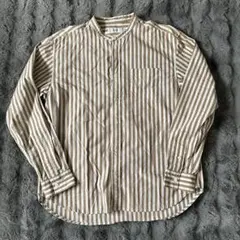 AZUL ボーダーシャツ クルーネック ブラウン ホワイト L