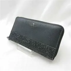 ケイト・スペード ラウンドファスナー長財布 グリッター ブラック系 レディース