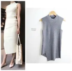 【美品】20SS Theory セオリー ノースリーブ リブ ニット グレー