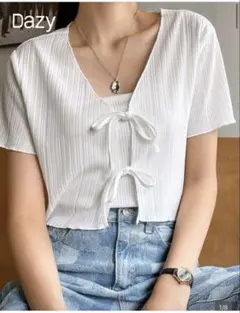 レディーストップス 半袖 リボン トレンド 夏 タグ無し SHEIN