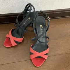 DIANA 赤黒ストラップサンダル 高ヒール