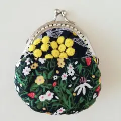 ハンドメイド♡ミニがま口　コインケース　ミモザ　リバティプリント