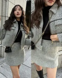sheller Leather combination tweed skortのサムネイル
