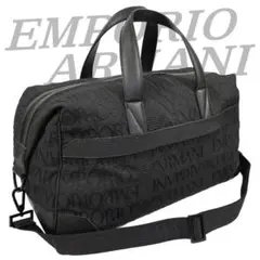 【極美品】エンポリオアルマーニ 2way ボストンバッグ エンボスロゴ 大容量