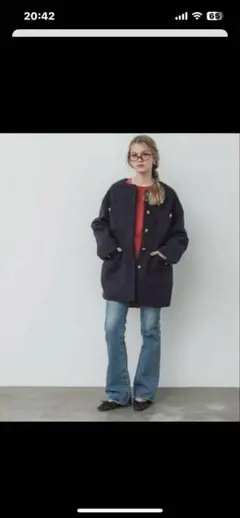 coca新品ネイビー ノーカラージャケット M