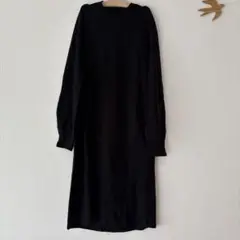 UNIQLO ニット ワンピース ブラック レディース M ロング 綿100%