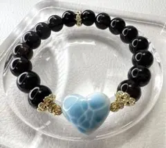高品質ハートラリマー♡モリオンブレスレット　愛　邪気払い　お値下げ不可