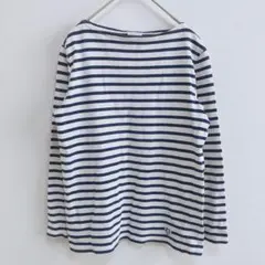 オーシバル　フランス製【1】バスクシャツ　長袖ボーダー　ホワイト/ネイビー　S