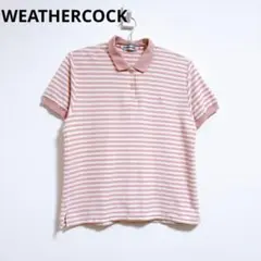 【ウェザーコック 】ポロシャツ　半袖　メンズトップス　ボーダー　ピンク　白　ＬＬのサムネイル