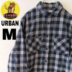 USA古着 URBAN　ネルシャツM　ダークネイビーグレー　チェックのサムネイル