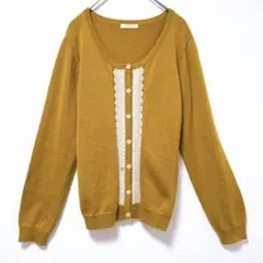 テチチ　ニットカーディガン　薄手　羽織り　防寒　レース　ガーリー　レトロ　上品