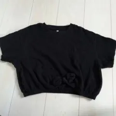 GU 黒 クロップドTシャツ リボン付き