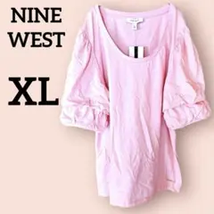 新品✨NINE WEST 【XL】ピンク Tシャツ 袖ふっくらフリル