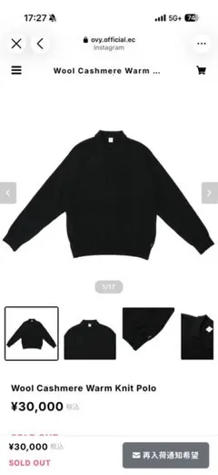 Ovy Wool Cashmere Warm Knit Polo サイズLのサムネイル