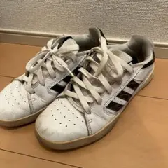 中古 adidas ホワイト ストライプ スニーカー レディース 24.5cm