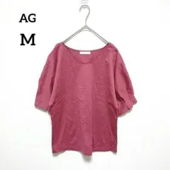 AG エージー　半袖カットソー　M　ピンク　Ｖネック　フレアスリーブ　482のサムネイル