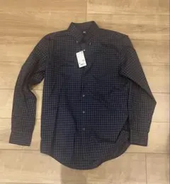 ユニクロ ネイビー チェック柄 シャツ Mサイズ