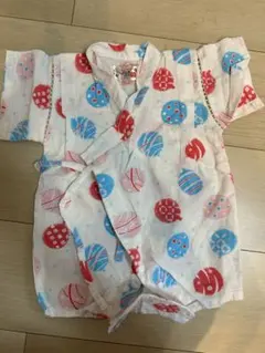 赤と青の水玉模様 甚平 70cm