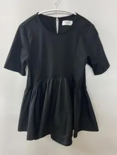 OPAQUE.CLIP異素材Aラインカットソー シルク調コットンブラックS