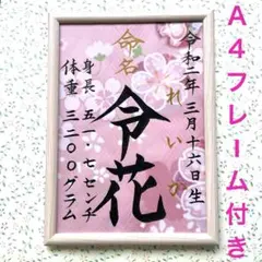 手書きオーダー命名書　命名紙　代筆　記念品　出産祝い　フレーム付き　匿名配送