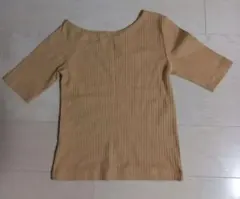 GU ジーユー カットソー タイト 半袖 ベージュ 無地 M 新品 激安 リブ