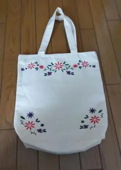 トートバッグ　帆布　花柄