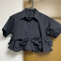 新品　タグ付！ウエストリボン 半袖ブラウス ブラック