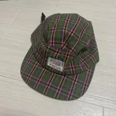 緑紫チェックキャップ