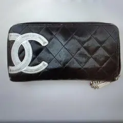 CHANEL ラウンドファスナー長財布 ブラック修理必要のサムネイル