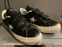 コンバースワンスターレザーブラックベルクロスニーカーUS4