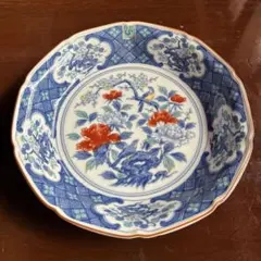 古伊万里 染付 花唐草 豆皿 小皿 江戸時代 金直し 金継ぎ 骨董 五弁花