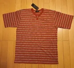 ストライプ ヘンリーネック Tシャツ