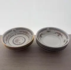 食器　花柄　金縁　銀縁　丸皿　9枚セット