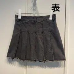 GU デニムローウエストプリーツミニスカート