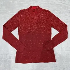 dressbarn スパンコール赤 タートルネック【L】ダンスレッスン イベント