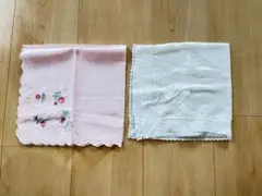 WEDGEWOOD ハンカチ 2枚セット（白・ピンク）