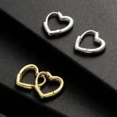 ステンレス　シルバー　ハート　フープピアス　フープ　ピアス　ミニ　ミニピアス