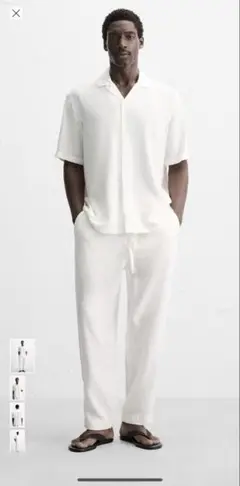 ZARA ザラ　フルイドリラックスフィットシャツ　ホワイト　Lサイズ