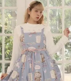 axes femme kawaiiサンリオコラボ シナモロールジャンスカ（白