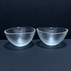 ガラス 小鉢 2個セット サラダボウル　そうめんつゆ入れ　ペブル加工