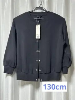 GU ブラック カットソー カーディガン 130cm 黒