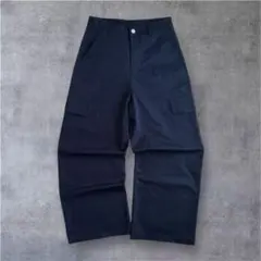 ネイビー　ワイドパンツ　UNIQLO似　ジャージーバレルレッグパンツ　古着