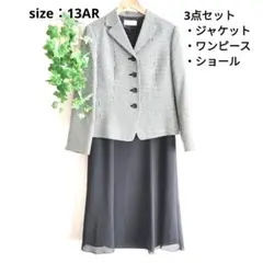 千鳥格子ジャケット＆Aラインワンピース＆ショール　3点セット